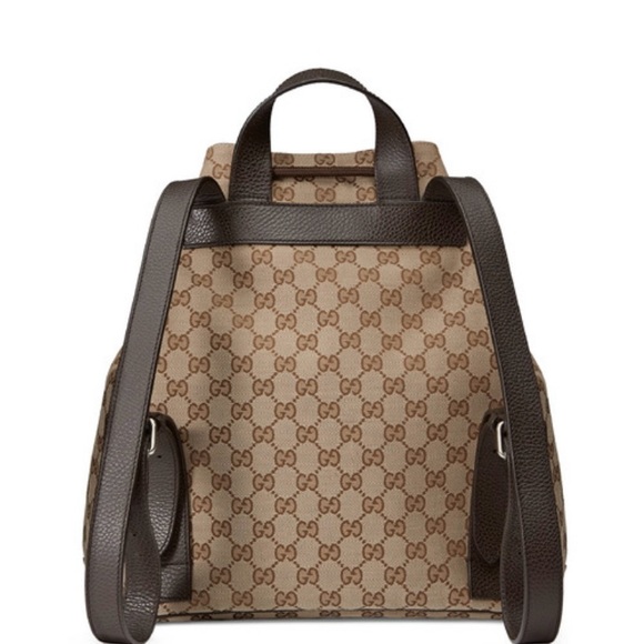 *Rare Find* Gucci GG Drawstring Closure Backpack Brown Canvas - Picture 3 of 8